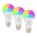 Immax NEO 07794CDO - Lot de 3 ampoules LED RGB+CCT dimmables E27/14W/230V 2700K-6500K Tuya Wi‑Fi + télécommande