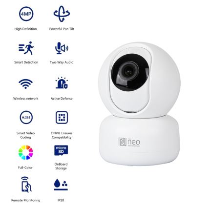 Immax NEO 07795L - Smart interno camera con sensore 4MP 5V Wi-Fi Tuya