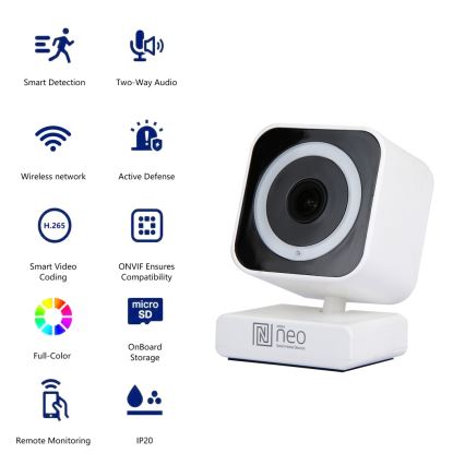 Immax NEO 07796L-Caméra connectée d'intérieur avec détecteur LITTLE CUBE 3MP 5V Wi-Fi Tuya