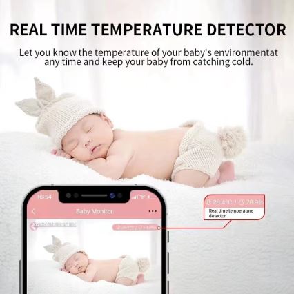 Immax NEO 07797L - Babyphone connecté et rechargeable 5V Wi-Fi Tuya bleu