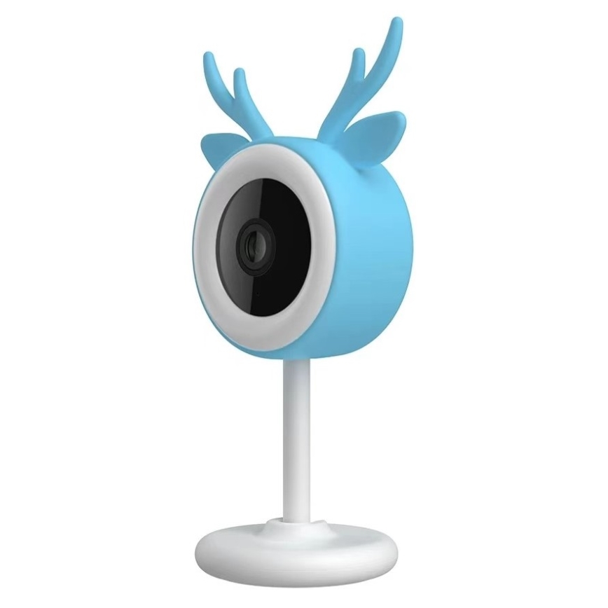 Immax NEO 07797L - Babyphone connecté et rechargeable 5V Wi-Fi Tuya bleu