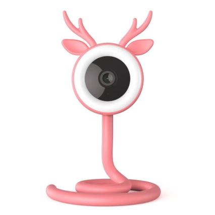 Immax NEO 07798L - Baby monitor intelligente ricaricabile 5V Wi-Fi Tuya rosa