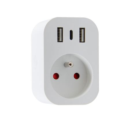 Immax NEO 07799L - Multiprise intelligente 16A/230V + 2x USB + 1x USB-C Wi-Fi Tuya