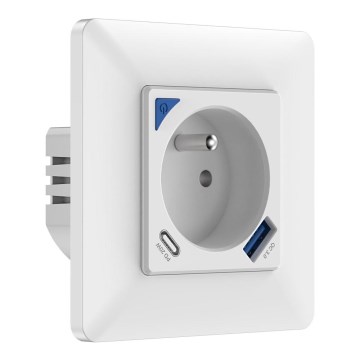 Immax NEO 07800L - Presa intelligente 16A/230V + 1xUSB-A+1xUSB C Wi-Fi Tuya
