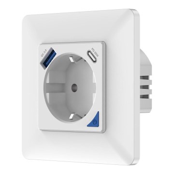 Immax NEO 07801L - Presa intelligente 16A/230V + 1xUSB-A+1xUSB C Tuya