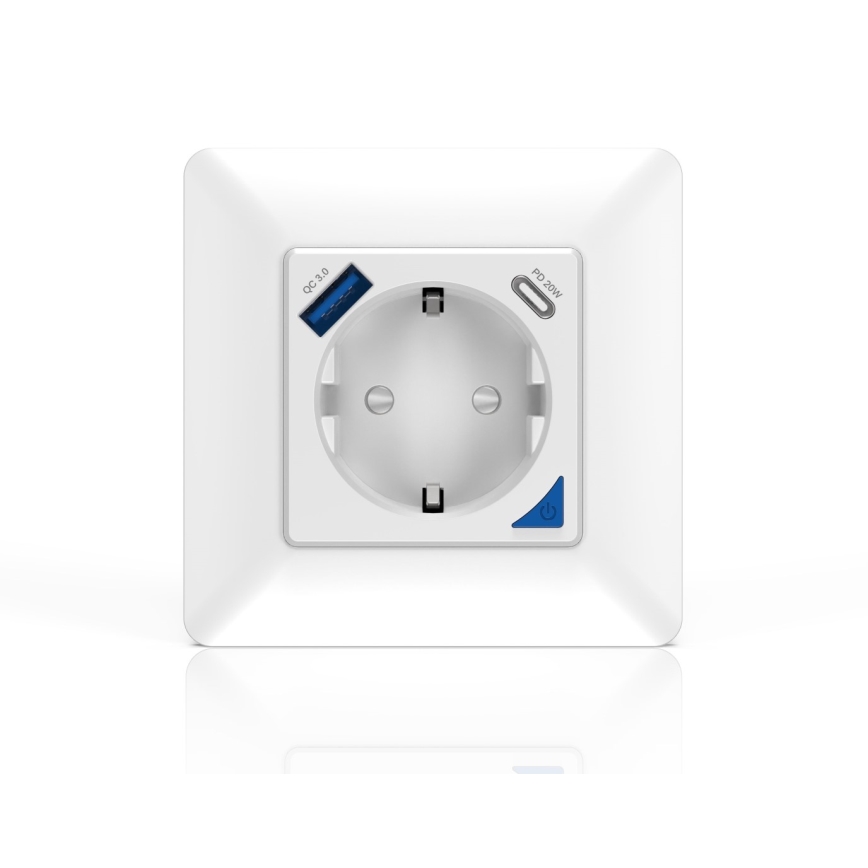 Immax NEO 07801L - Presa intelligente 16A/230V + 1xUSB-A+1xUSB C Tuya