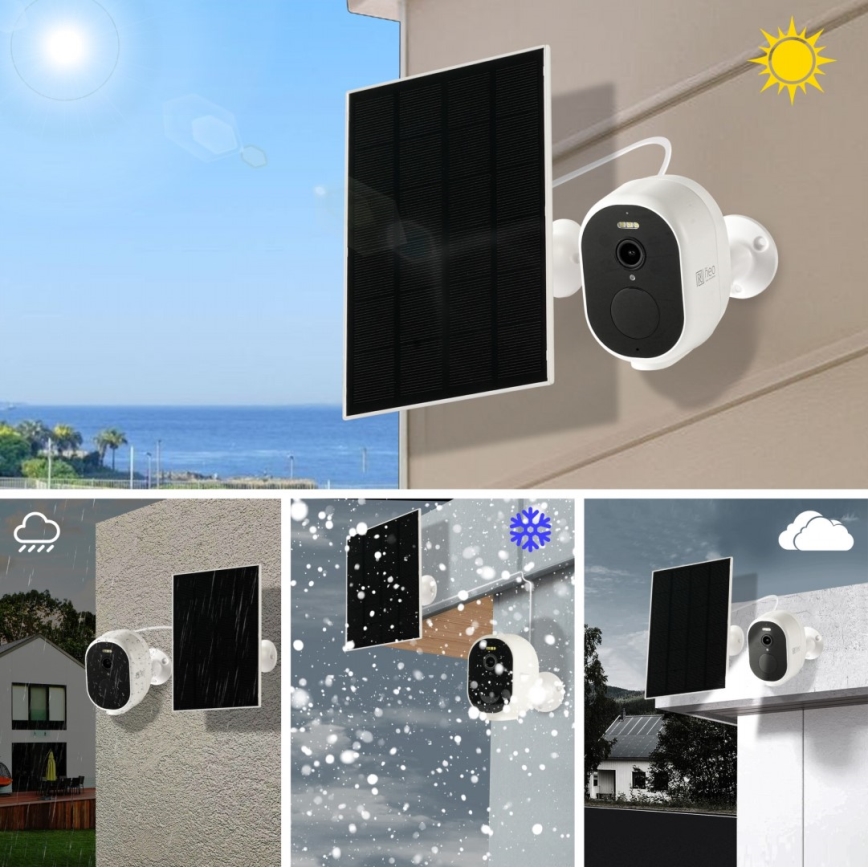 Immax NEO 07802L - Intelligente Außen-Solarkamera mit BARREL-Sensor 5000 mAh Wi-Fi Tuya IP65