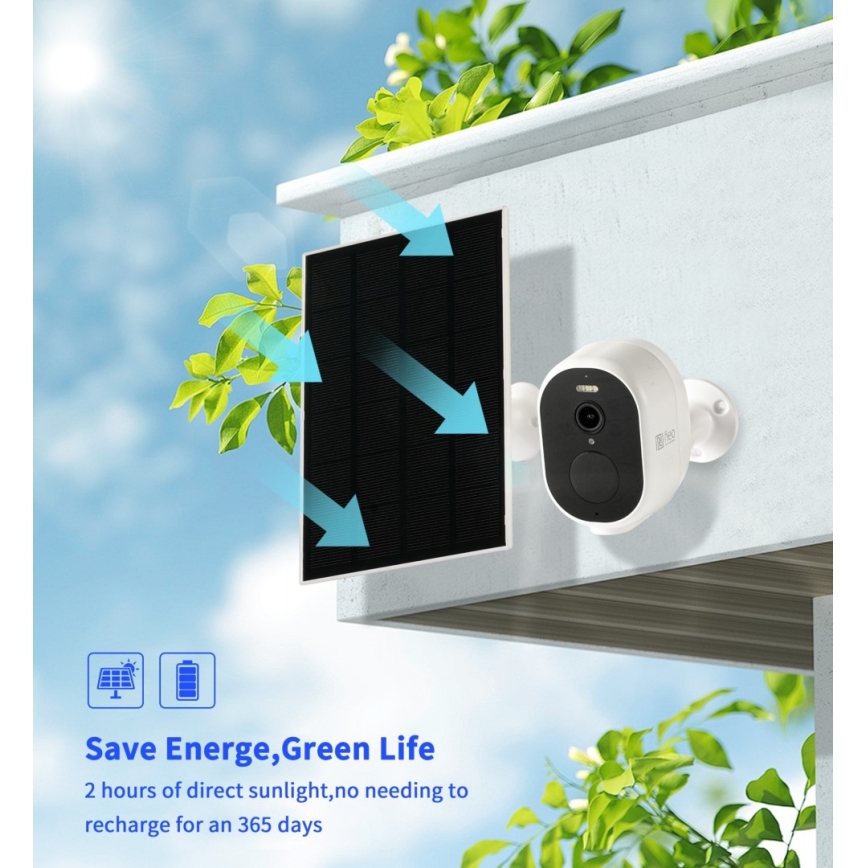 Immax NEO 07802L - Intelligente Außen-Solarkamera mit BARREL-Sensor 5000 mAh Wi-Fi Tuya IP65
