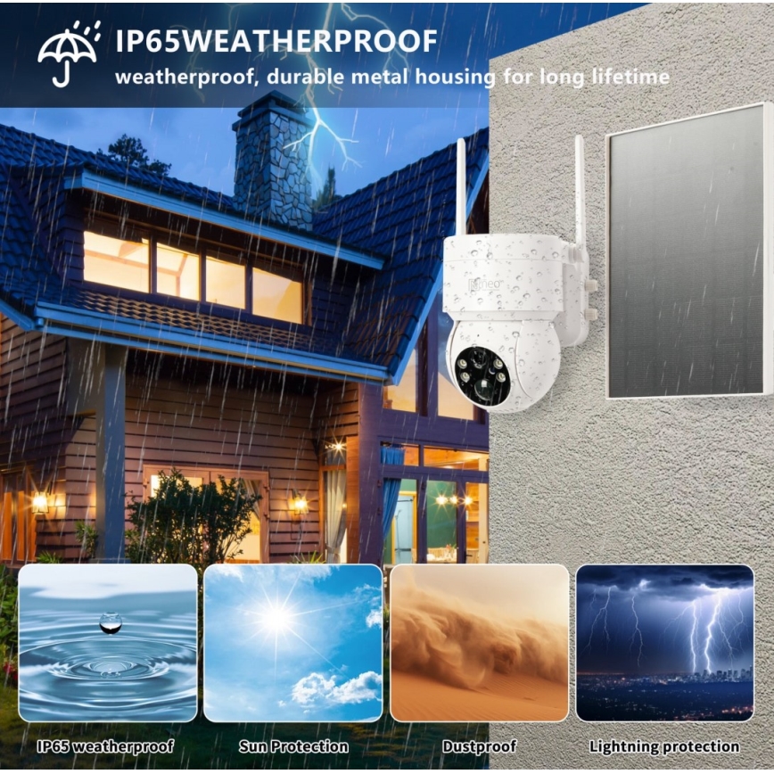 Immax NEO 07803L - Caméra solaire extérieure intelligente avec capteur SENTRY 6000 mAh Wi-Fi Tuya IP65
