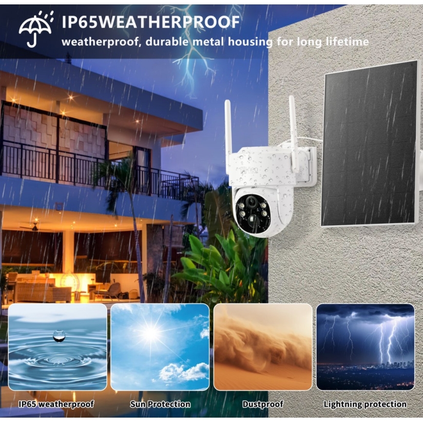 Immax NEO 07804L - Telecamera solare intelligente per esterni con sensore 9000 mAh Wi-Fi Tuya IP65