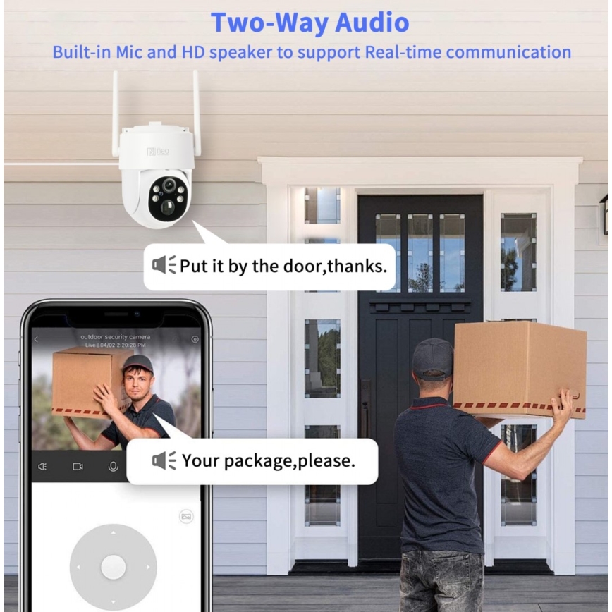Immax NEO 07804L - Telecamera solare intelligente per esterni con sensore 9000 mAh Wi-Fi Tuya IP65