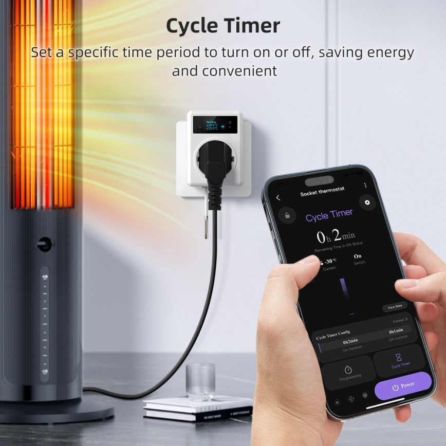 Immax NEO 07811L - Presa intelligente con termometro F 3680W Tuya Wi-Fi