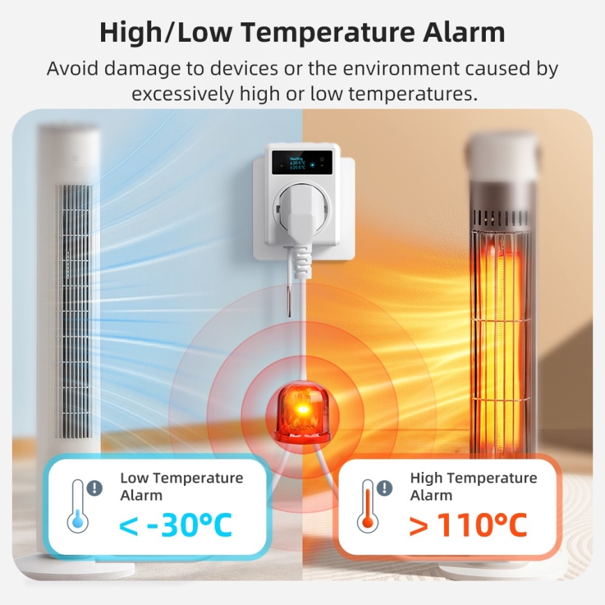 Immax NEO 07811L - Presa intelligente con termometro F 3680W Tuya Wi-Fi