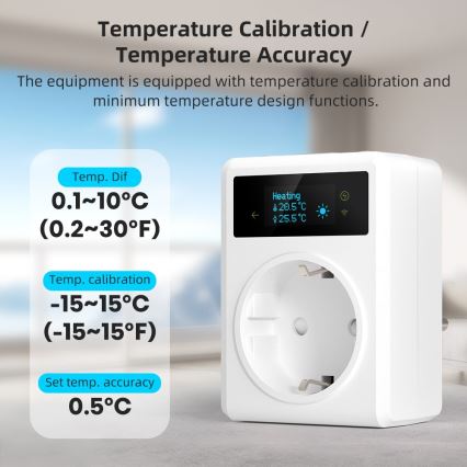 Immax NEO 07811L - Presa intelligente con termometro F 3680W Tuya Wi-Fi
