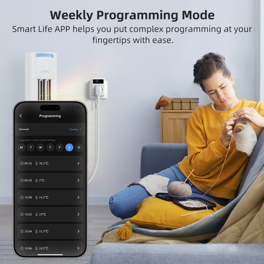 Immax NEO 07811L - Presa intelligente con termometro F 3680W Tuya Wi-Fi