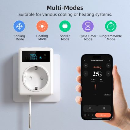 Immax NEO 07811L - Presa intelligente con termometro F 3680W Tuya Wi-Fi