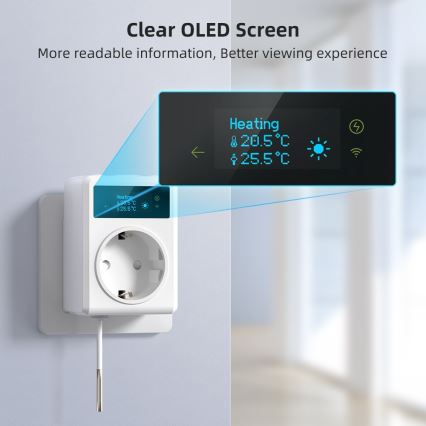 Immax NEO 07811L - Presa intelligente con termometro F 3680W Tuya Wi-Fi