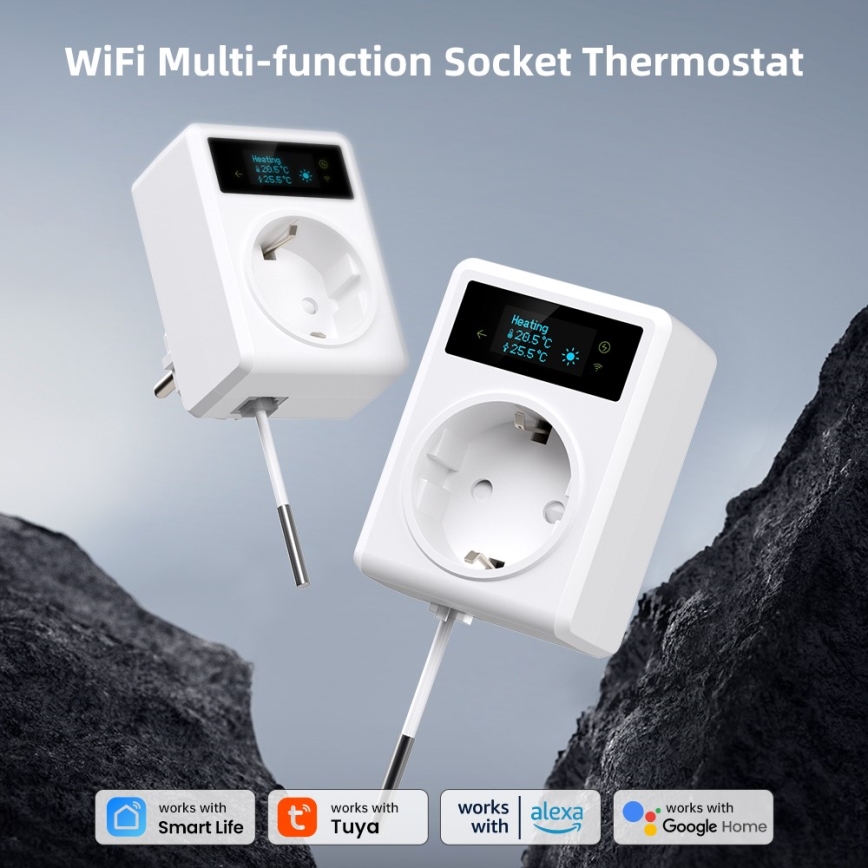 Immax NEO 07811L - Presa intelligente con termometro F 3680W Tuya Wi-Fi