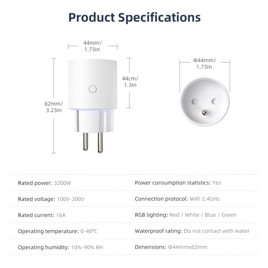 Immax NEO 07812L - Prise intelligente type E 3500 W Tuya Wi-Fi