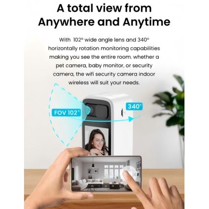 Immax NEO 07814L - Caméra d'intérieur intelligente, capteur 4 MP, alimentation 5 V, compatible Tuya Wi‑Fi