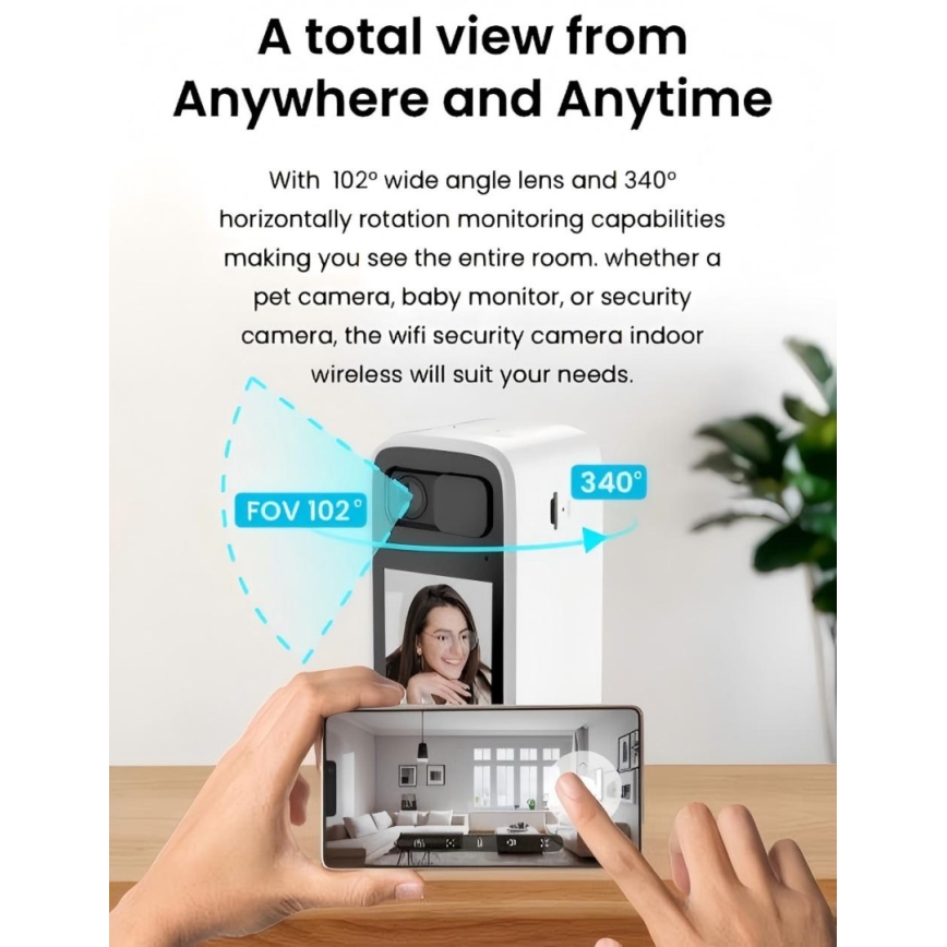 Immax NEO 07814L - Caméra d'intérieur intelligente, capteur 4 MP, alimentation 5 V, compatible Tuya Wi‑Fi