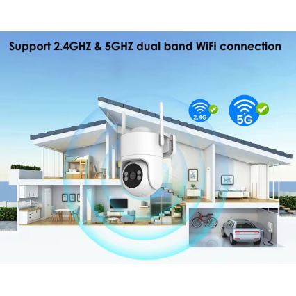 Immax NEO 07819L - Telecamera esterna intelligente con sensore 4 MP, alimentazione 5V, protezione IP65, compatibile con Tuya, Wi‑Fi