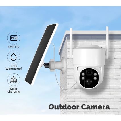 Immax NEO 07820L - Telecamera solare smart da esterno con sensore, batteria 6000 mAh, grado di protezione IP65, compatibile con Tuya