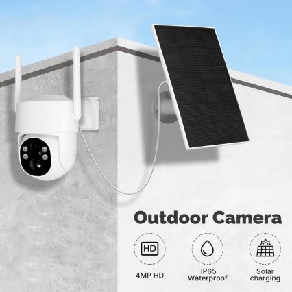 Immax NEO 07820L - Telecamera solare smart da esterno con sensore, batteria 6000 mAh, grado di protezione IP65, compatibile con Tuya