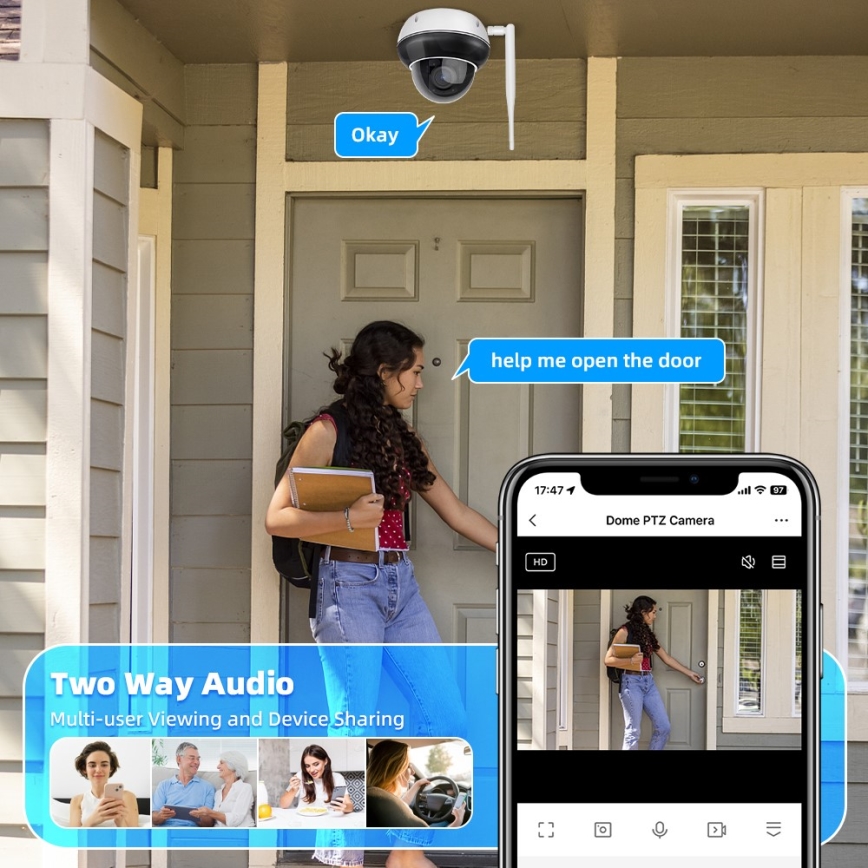 Immax NEO 07825L - Telecamera esterna intelligente con sensore DOME 5MP 230V IP66 TUYA Wi-Fi