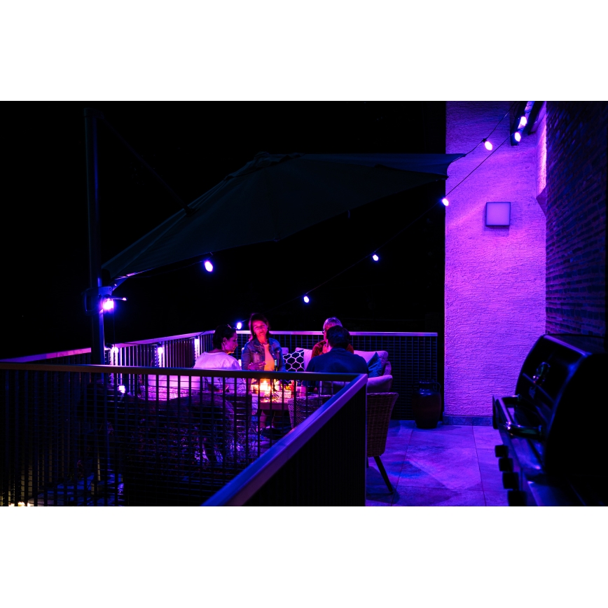 LED RGB + CCT Dimmbare Outdoor-Lichterkette GARLAND 15xLED/1W/230V 15m Wi-Fi Tuya IP65 + Fernbedienung