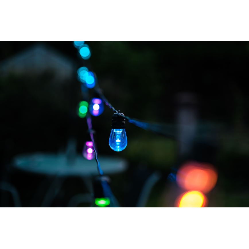LED RGB+CCT Dimmerabile per esterni catena GHIRLANDA 15xLED/1W/230V 15m Wi-Fi Tuya IP65 + telecomando