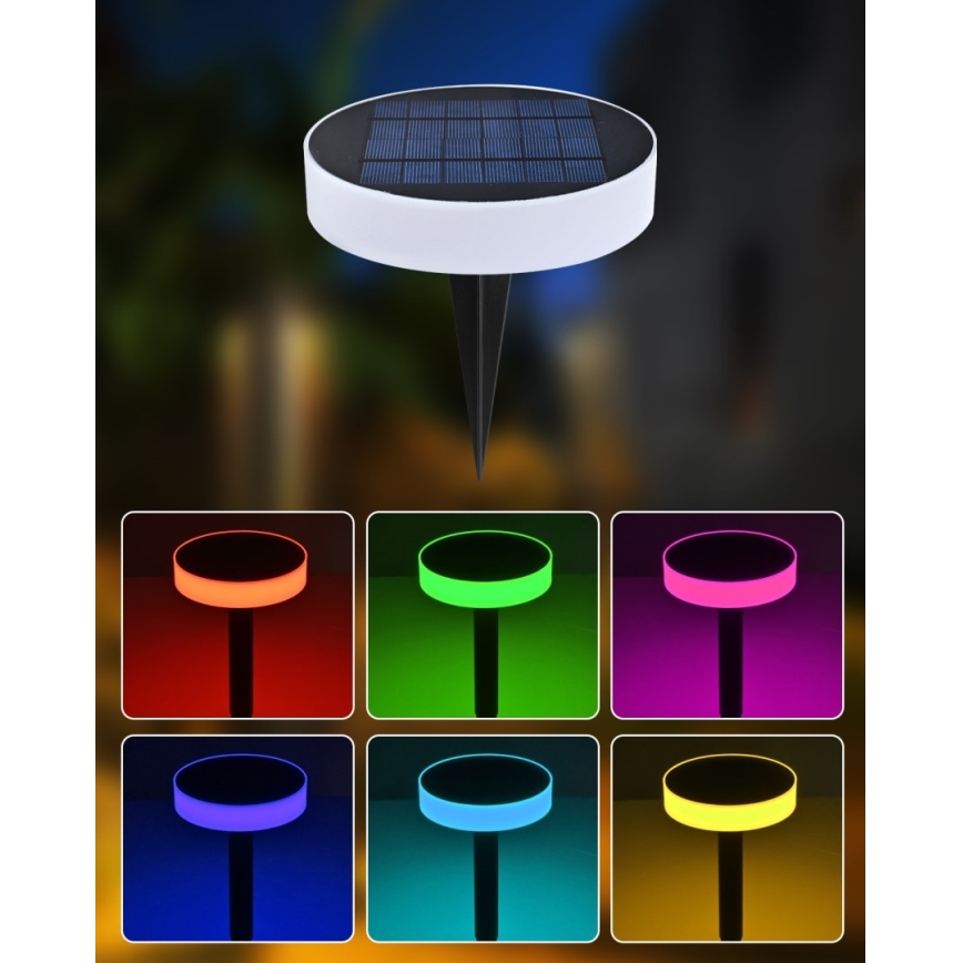 Immax NEO 07910L - Luminaire solaire RGB à intensité variable avec détecteur NEO LITE LED/1W/5V rond IP54 Tuya 1300 mAh