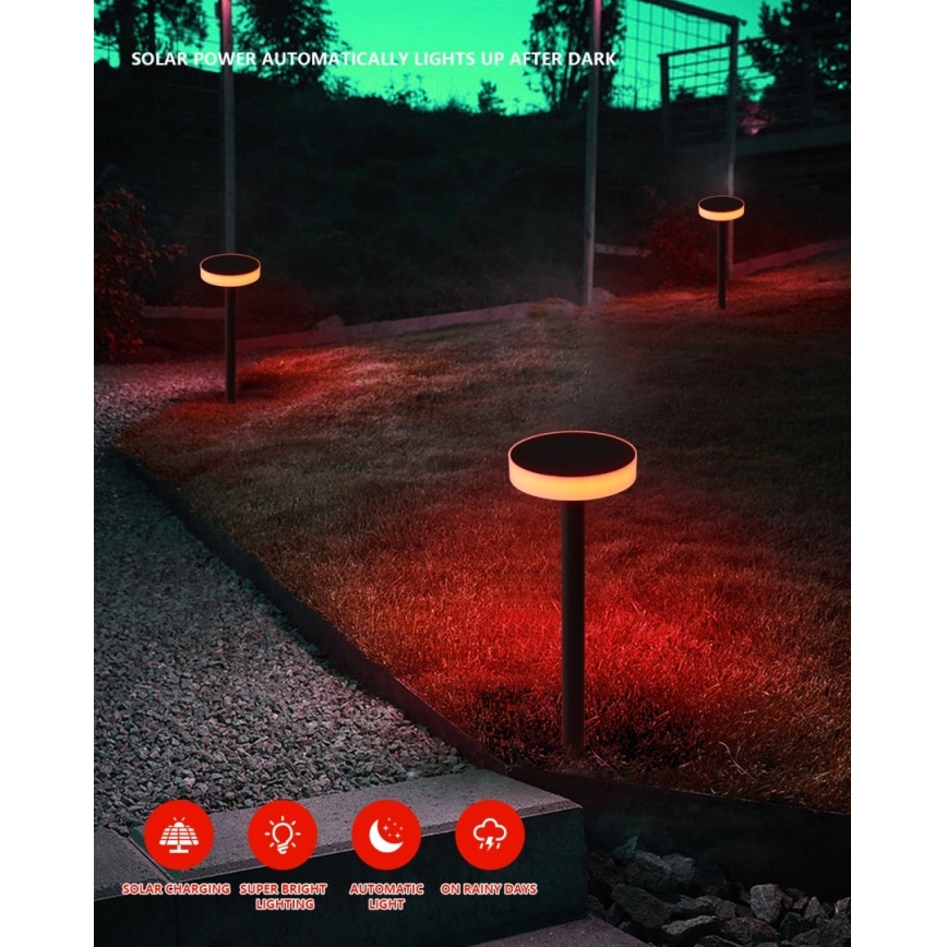 Immax NEO 07910L - Luminaire solaire RGB à intensité variable avec détecteur NEO LITE LED/1W/5V rond IP54 Tuya 1300 mAh