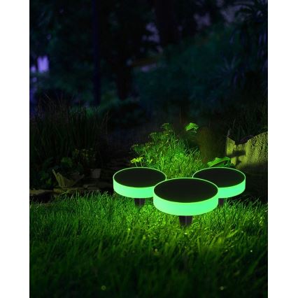 Immax NEO 07910L - Luminaire solaire RGB à intensité variable avec détecteur NEO LITE LED/1W/5V rond IP54 Tuya 1300 mAh