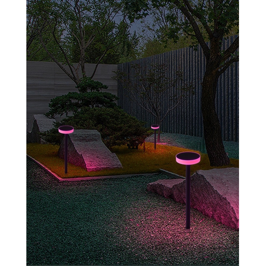 Immax NEO 07910L - Luminaire solaire RGB à intensité variable avec détecteur NEO LITE LED/1W/5V rond IP54 Tuya 1300 mAh