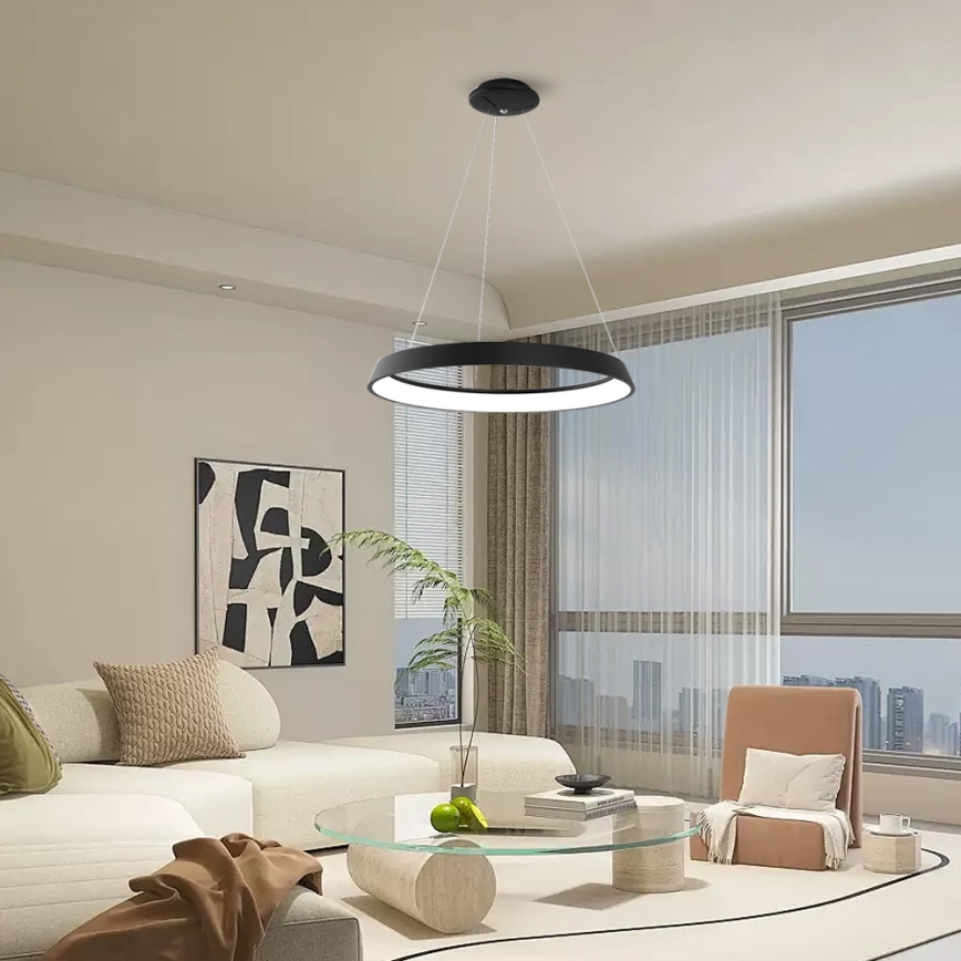 Immax NEO - Lampadario LED dimmerabile a sospensione con filo LIMITADO LED/39W/230V 60 cm nero Tuya