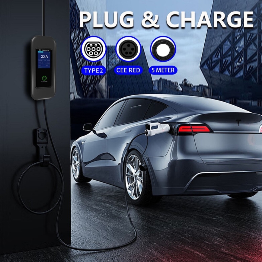 Immax - Station de charge de voyage pour voiture électrique AC Type 2 32A/380V 22kW + prise 230V 5m Wi-Fi Tuya
