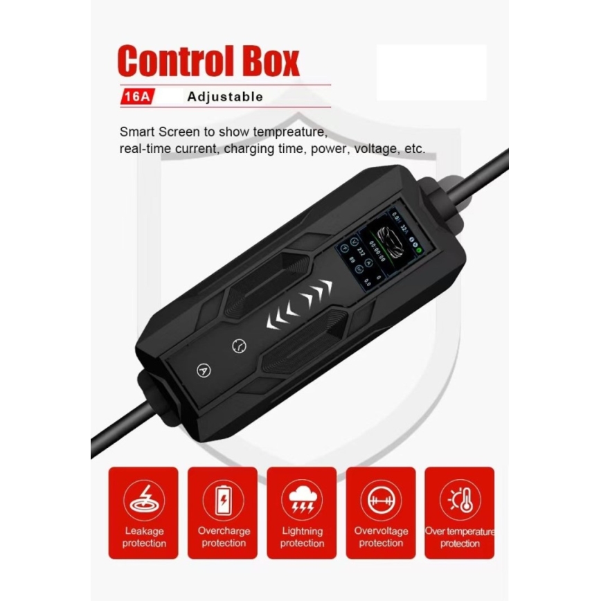 Immax - Borne de recharge pour véhicules électriques AC Type 2, 16 A/380 V + prise 230 V, 11 kW, câble 5 m, compatible Tuya