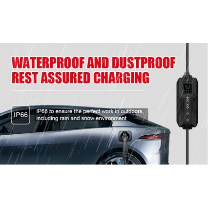 Immax - Stazione di ricarica portatile per veicoli elettrici EV AC Tipo 2 16A/380V 11 kW + spina 230V, cavo 5 m, Wi-Fi Tuya