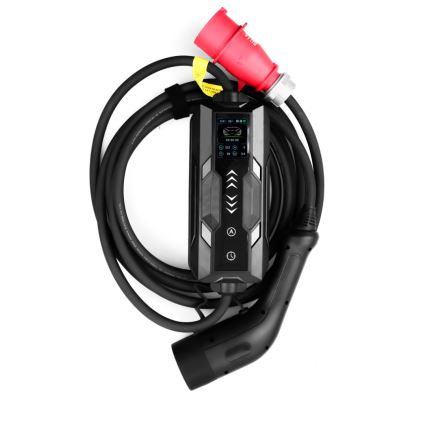 Immax - Stazione di ricarica EV per auto elettriche con connettore AC Type 2 16A/380V e spina 230V, 11 kW, cavo 5 m, compatibile Tuya