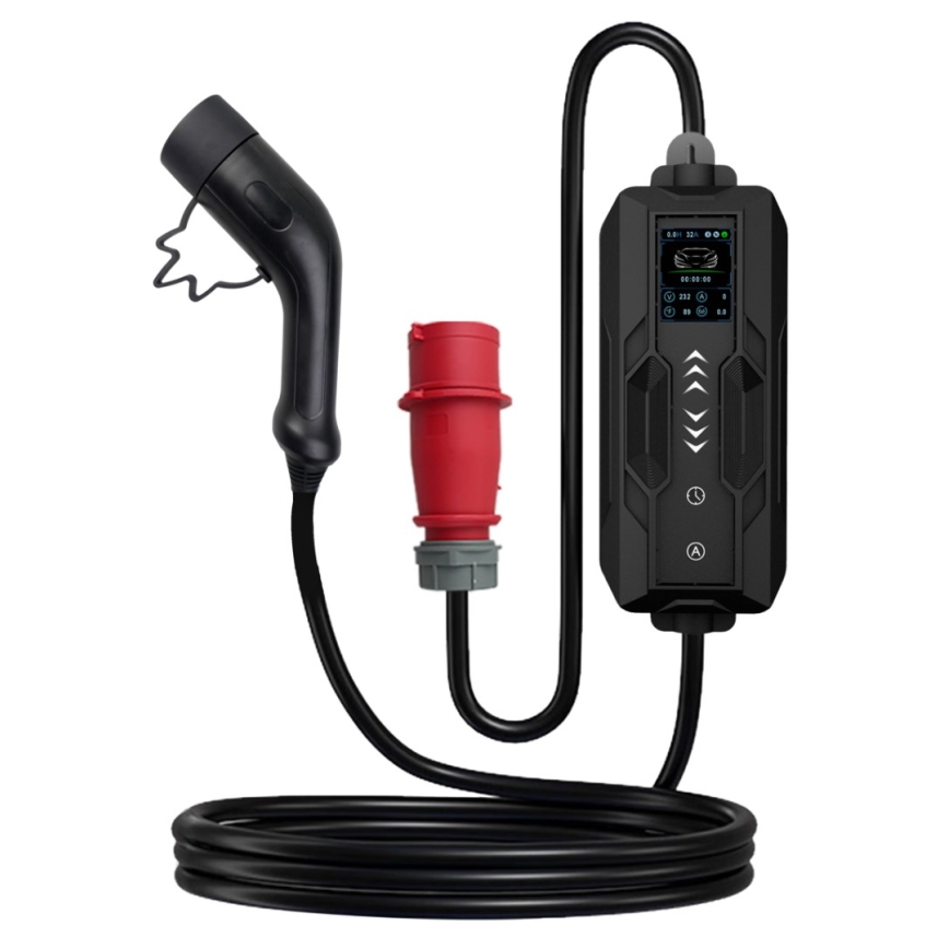 Immax - Stazione di ricarica per auto elettriche da viaggio AC Type 2 16A/380V 11kW + spina 230V, 3,7kW 5m + custodia