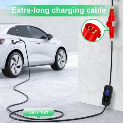 Immax - Stazione di ricarica per auto elettriche da viaggio AC Type 2 32A/380V 22kW + spina 230V 5m Wi-Fi Tuya