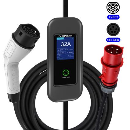 Immax - Stazione di ricarica per auto elettriche da viaggio AC Type 2 32A/380V 22kW + spina 230V 5m Wi-Fi Tuya