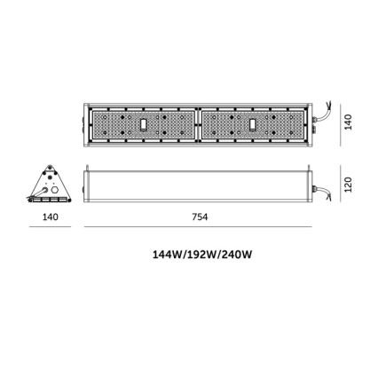 Dimmbare industrielle LED-Highbay-Leuchte NICO HIGHBAY LED/144/192/240W/230V 3000/4000/6000K IP65