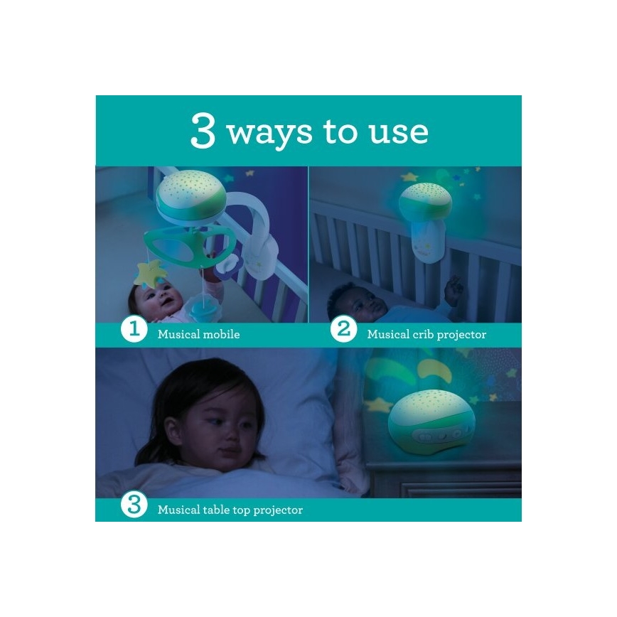 Infantino - Berceau pour bébé portable avec melody 3en1 3xAA vert
