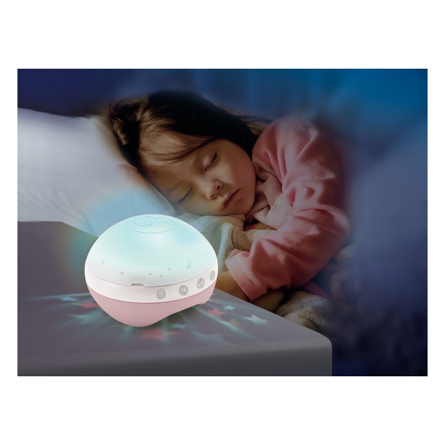 Infantino - Culla mobile con melodia e proiettore 3in1 3xAAA rosa
