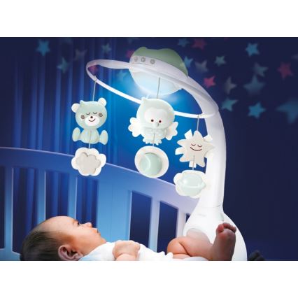 Infantino - Culla mobile con melodia e proiettore 3in1 3xAAA verde