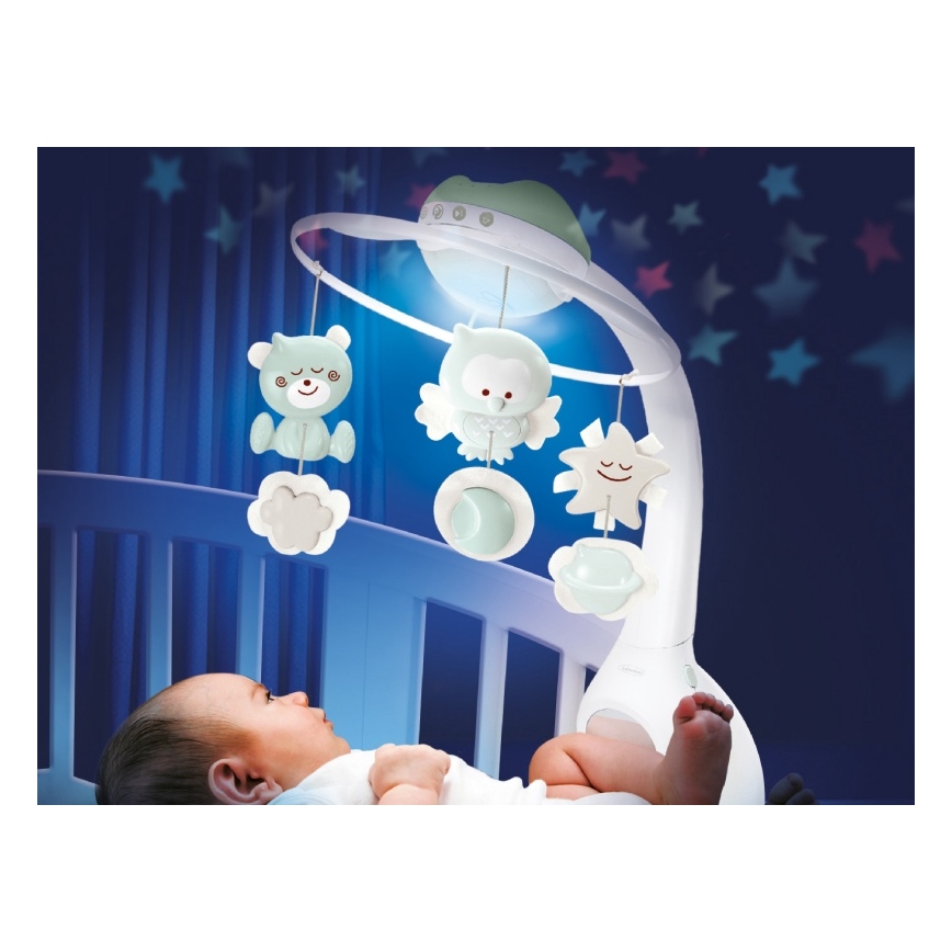 Infantino - Culla mobile con melodia e proiettore 3in1 3xAAA verde