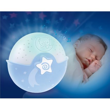 Infantino - Lampada per bambini piccola con proiettore 3xAA blu