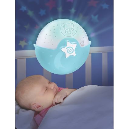 Infantino - Lampada per bambini piccola con proiettore 3xAA blu